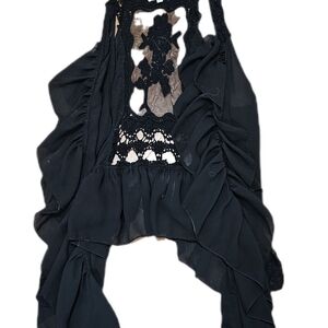 Black Lace Ruffle Top